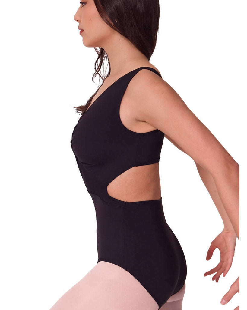 Capezio Soft Elegance Twist Front Open Back Tank Leotard - EL104W Womens