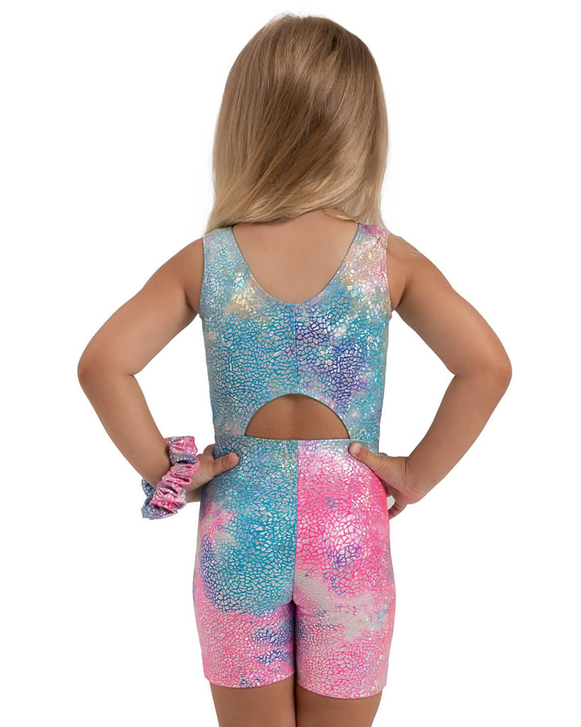 Capezio Stardust Unicorn Disco Metallic Gymnastic Biketard - 12303C - Girls Pink Unicorn Sparkle