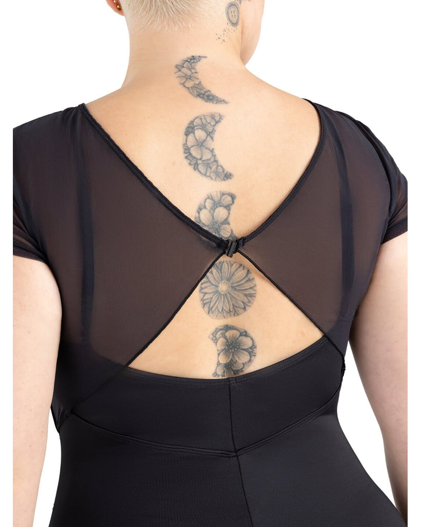 Capezio Sundown V Neck Mesh Overlay Short Sleeve Leotard - 12242W Womens