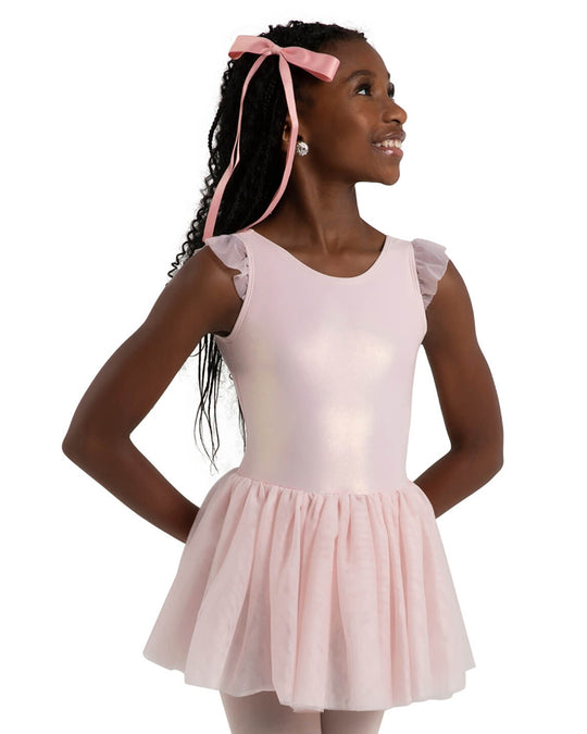 Capezio Wanderlust Voyage Metallic Flutter Sleeve Tank Tutu Ballet Dress - 12283C Girls