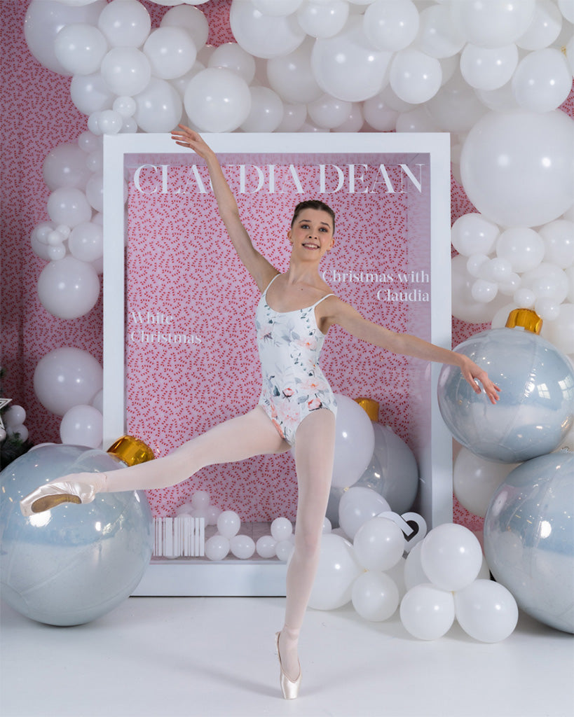 Claudia Dean World Kitri White Christmas Collection Floral Tank Leotard - Girls - Sugar Plum Print