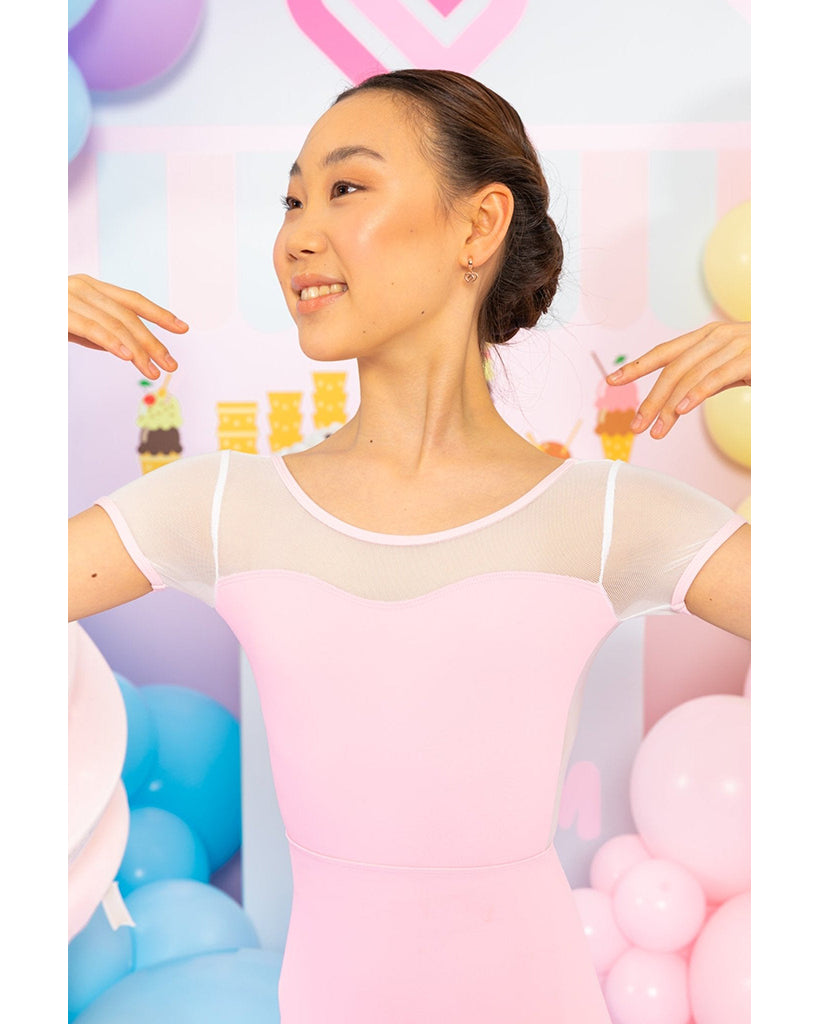 Claudia Dean World Sundae Ice Cream Collection Sweetheart Neckline Seamed Cap Sleeve Leotard - Women