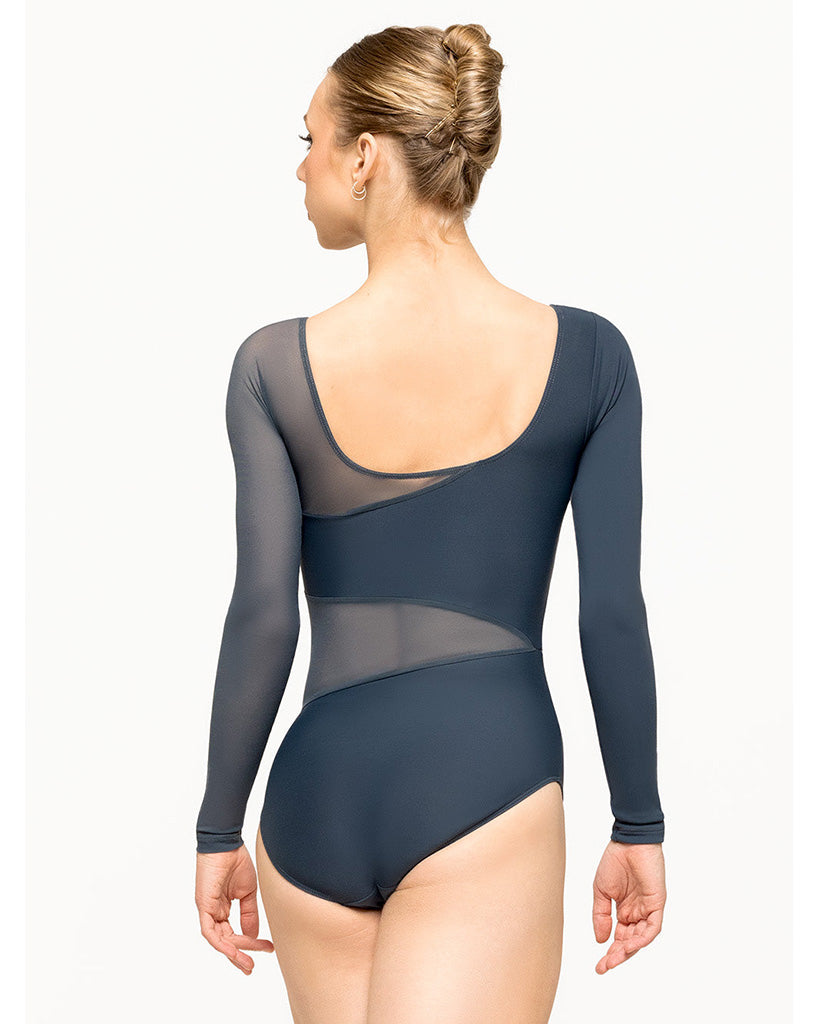 Elevé Dancewear Amelie Scoop Neck Mesh Cut Out Long Sleeve Leotard - Womens - Symphony