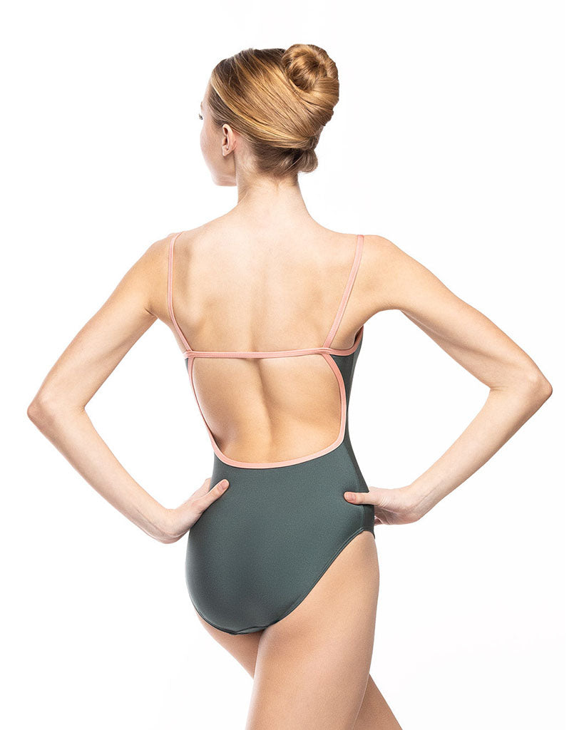 Elevé Dancewear Candy Square Neck Open Back Camisole Leotard - Womens - Pale Cacti