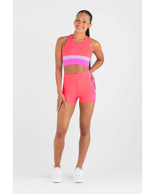 Every Sports Club Hi Waist Short - Girls - Neon Cantaloupe