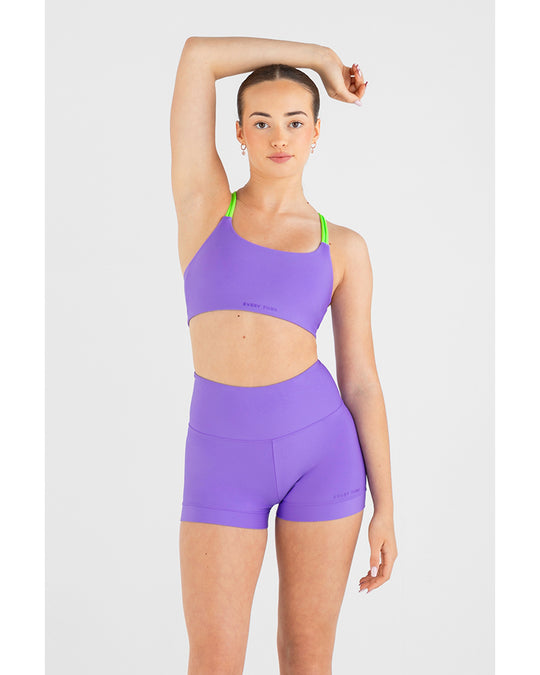 Every Turn Delulu Double Strap Cross Back Crop Top - Girls - Petal Purple