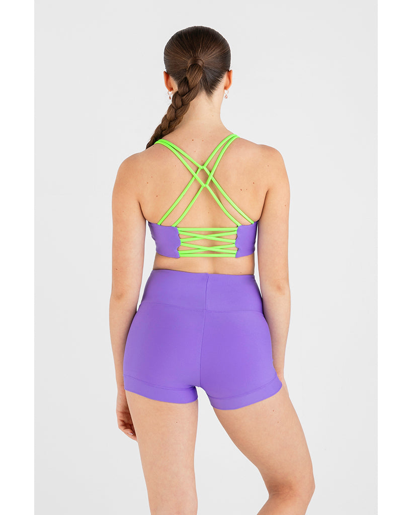 Every Turn Delulu Double Strap Cross Back Crop Top - Girls - Petal Purple