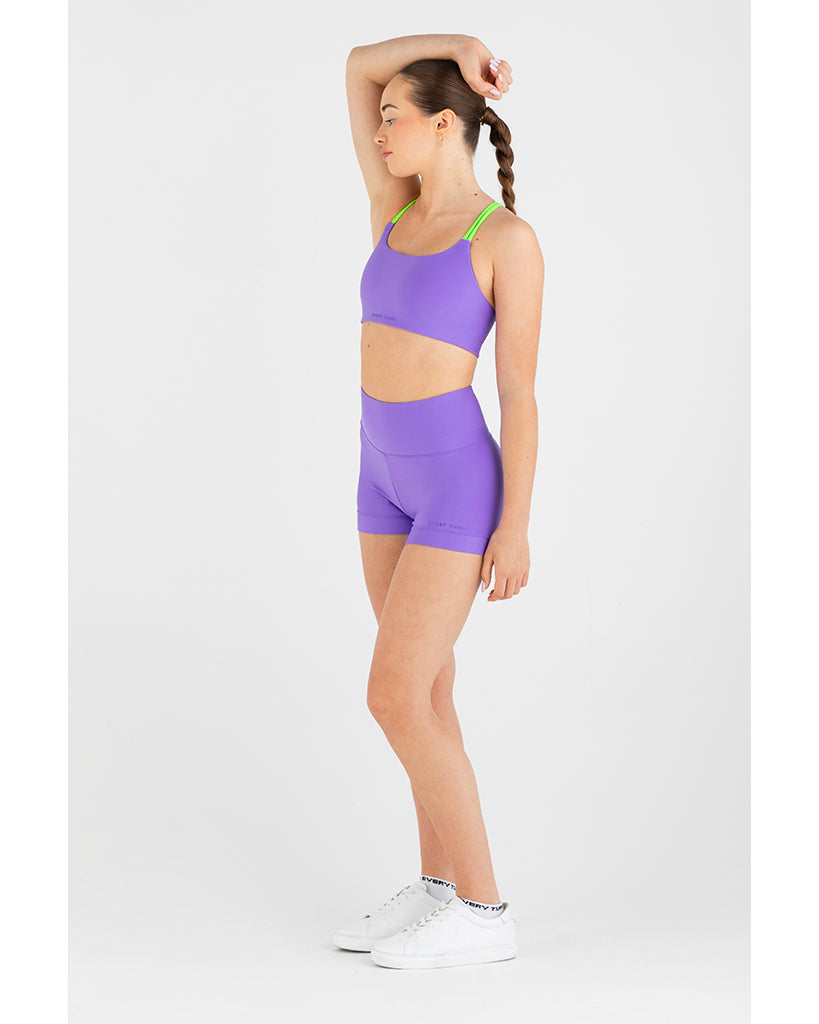 Every Turn Delulu Double Strap Cross Back Crop Top - Girls - Petal Purple
