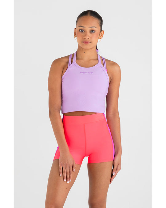 Every Turn Halter Rib Singlet - Girls - Lavender
