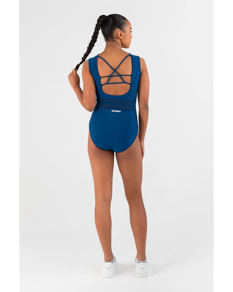 Every Turn Saskia Sleevless Leotard - Girls - Dark Ocean