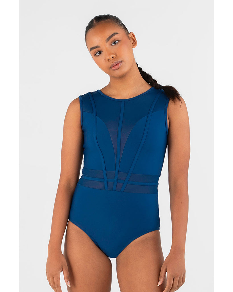 Every Turn Saskia Sleevless Leotard - Girls - Dark Ocean