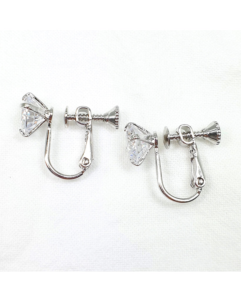 FH2 8mm Dance Competition Clip-On Rhinestone Earrings