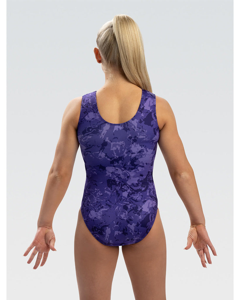 GK Elite Blissful Printed Gymnastic Tank Leotard - E5092C Girls - Abstract Floral Print