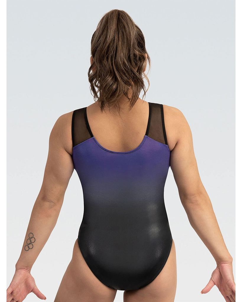 GK Elite Evening Trapeze Gymnastic Tank Leotard - 3853 Girls - Purple Black