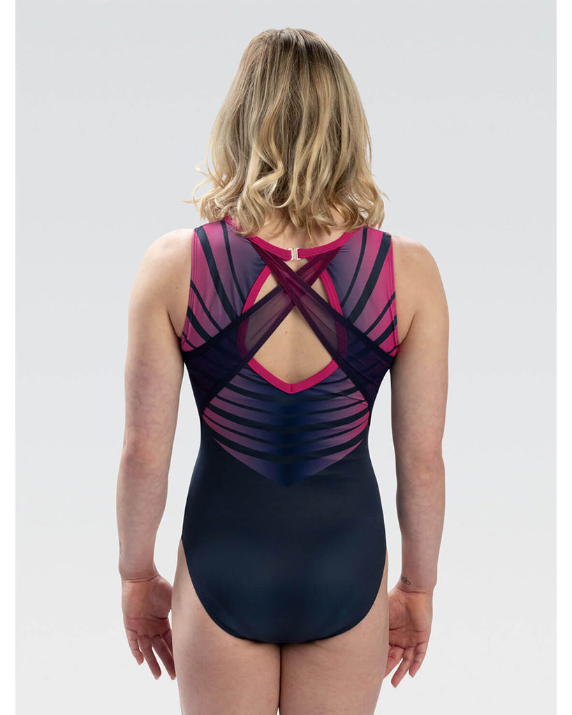 GK Elite Renowned Printed Gymnastic Tank Leotard - 3930 Womens - Linear Print