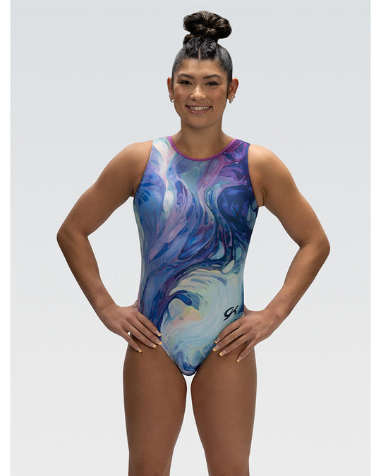 GK Elite Serene Printed Gymnastic Tank Leotard - E5101C Girls - Otherworldly Print