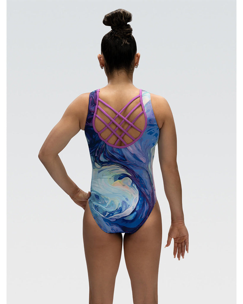 GK Elite Serene Printed Gymnastic Tank Leotard - E5101C Girls - Otherworldly Print