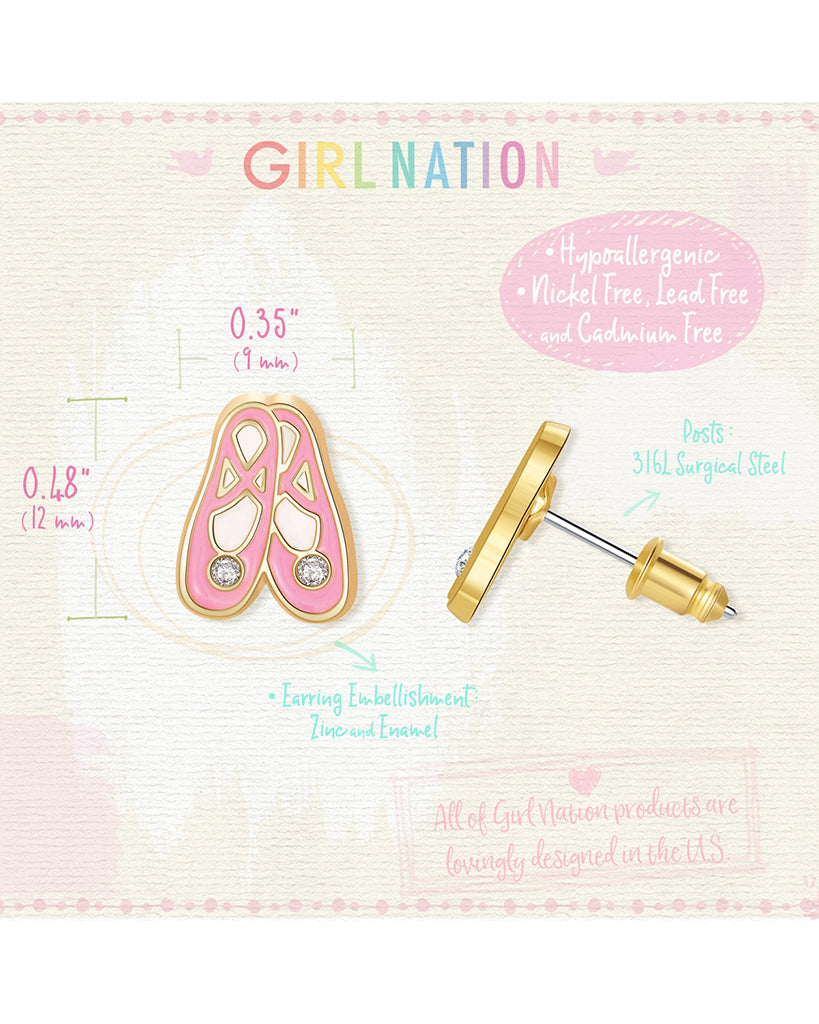 Girl Nation Ballet Slippers Cutie Stud Earrings