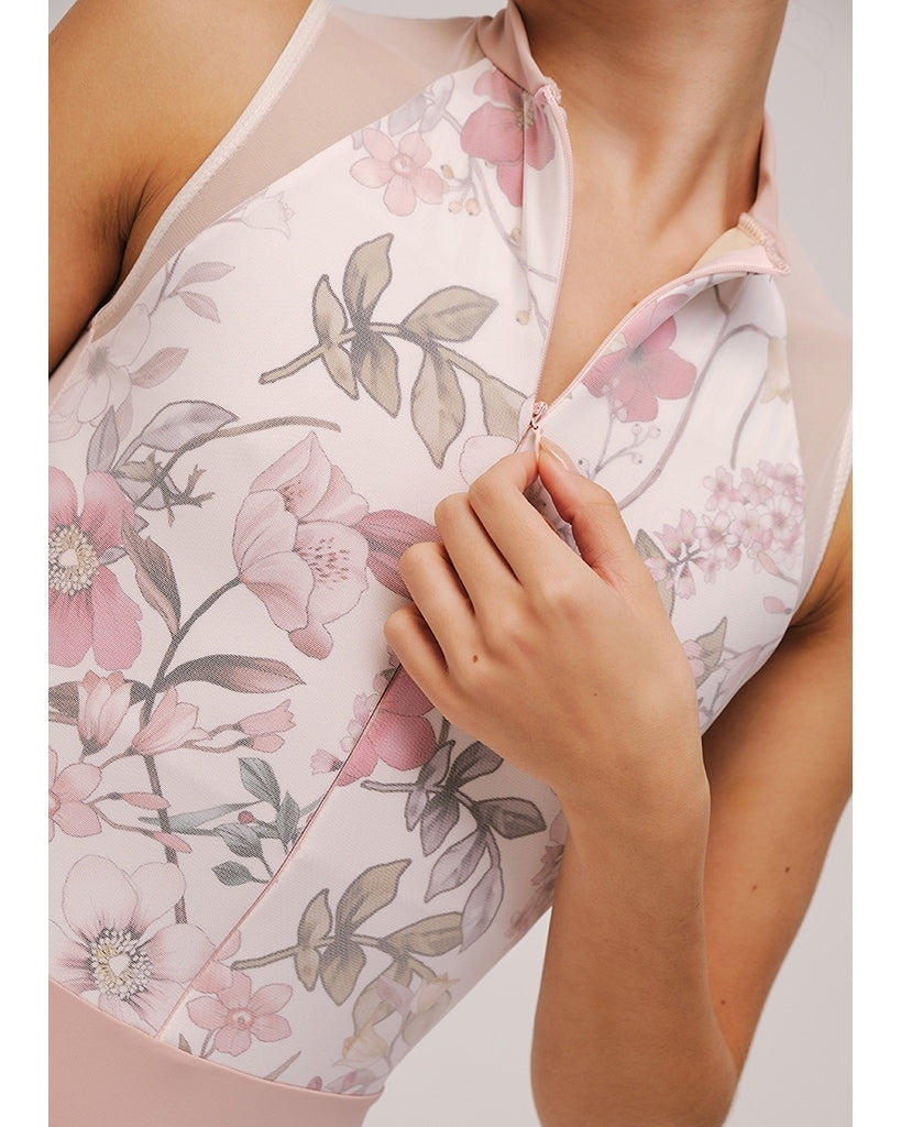 Grishko Rebecca High Neck Open Back Mesh Sleeveless Leotard - DA4036MP Womens - Floral Print