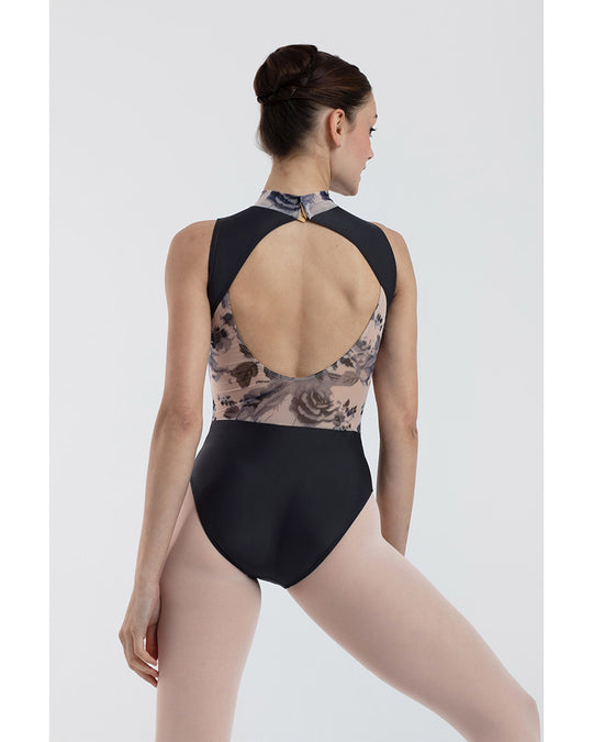 Intermezzo Coco High Neck Open Back Floral Print Mesh Sleeveless Leotard - 31654 Womens