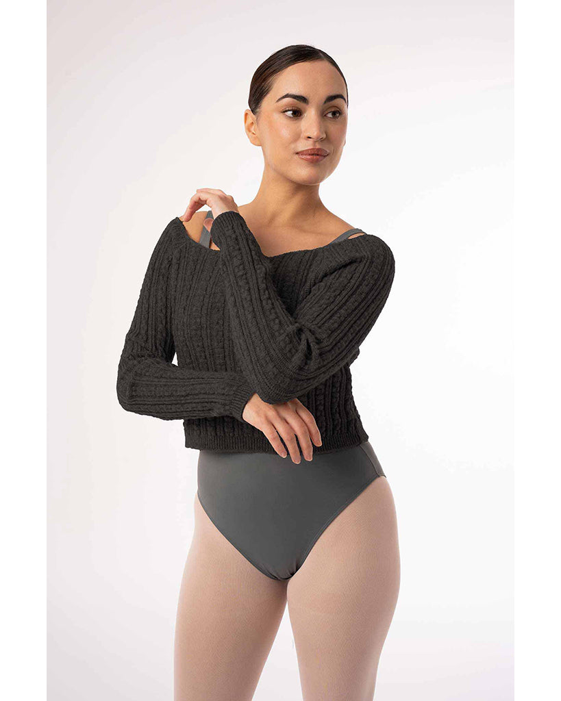 Intermezzo Fedora Boat Neck Knitted Cropped Raglan Long Sleeve Sweater - 6646 Womens