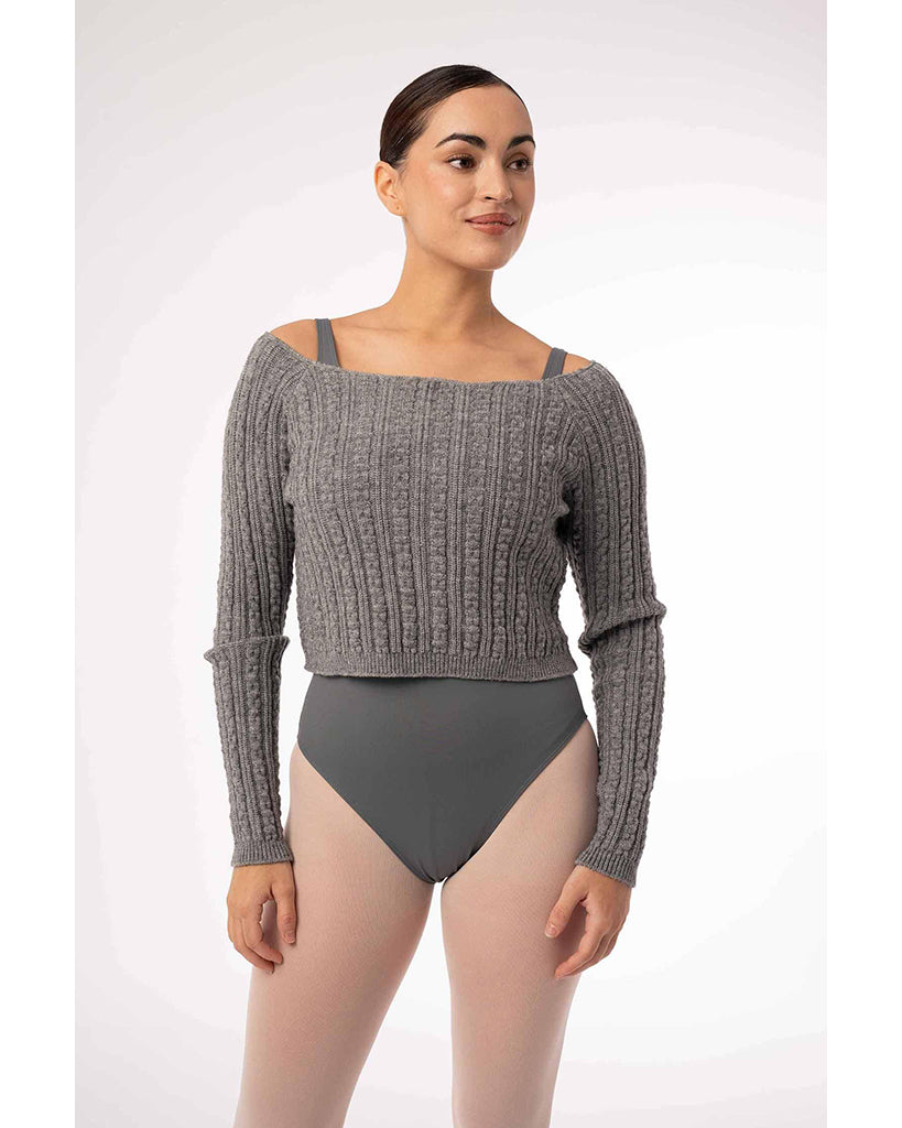 Intermezzo Fedora Boat Neck Knitted Cropped Raglan Long Sleeve Sweater - 6646 Womens