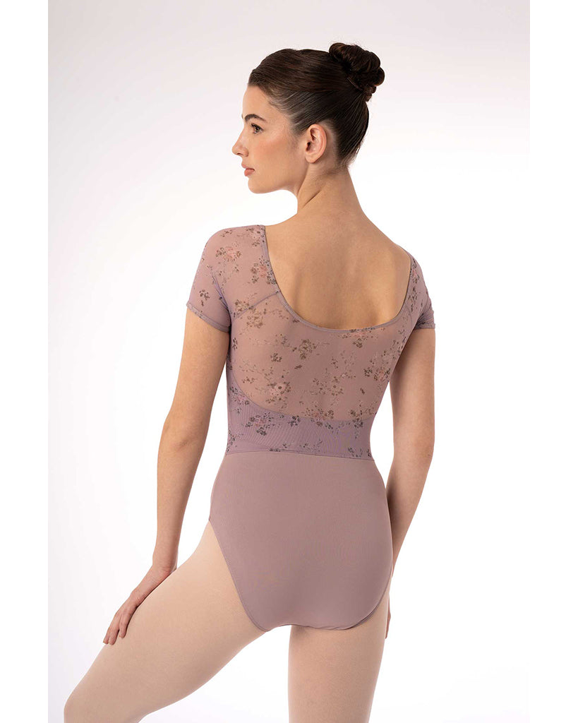 Intermezzo Felicity Petite Fleur Scoop Neck Printed Floral Mesh Cap Sleeve Leotard - 31709 Womens
