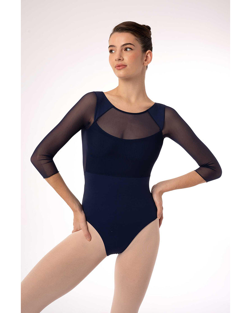 Intermezzo Fiona Eclipse Mesh Open Back 3/4 Sleeve Leotard - 31703 Womens