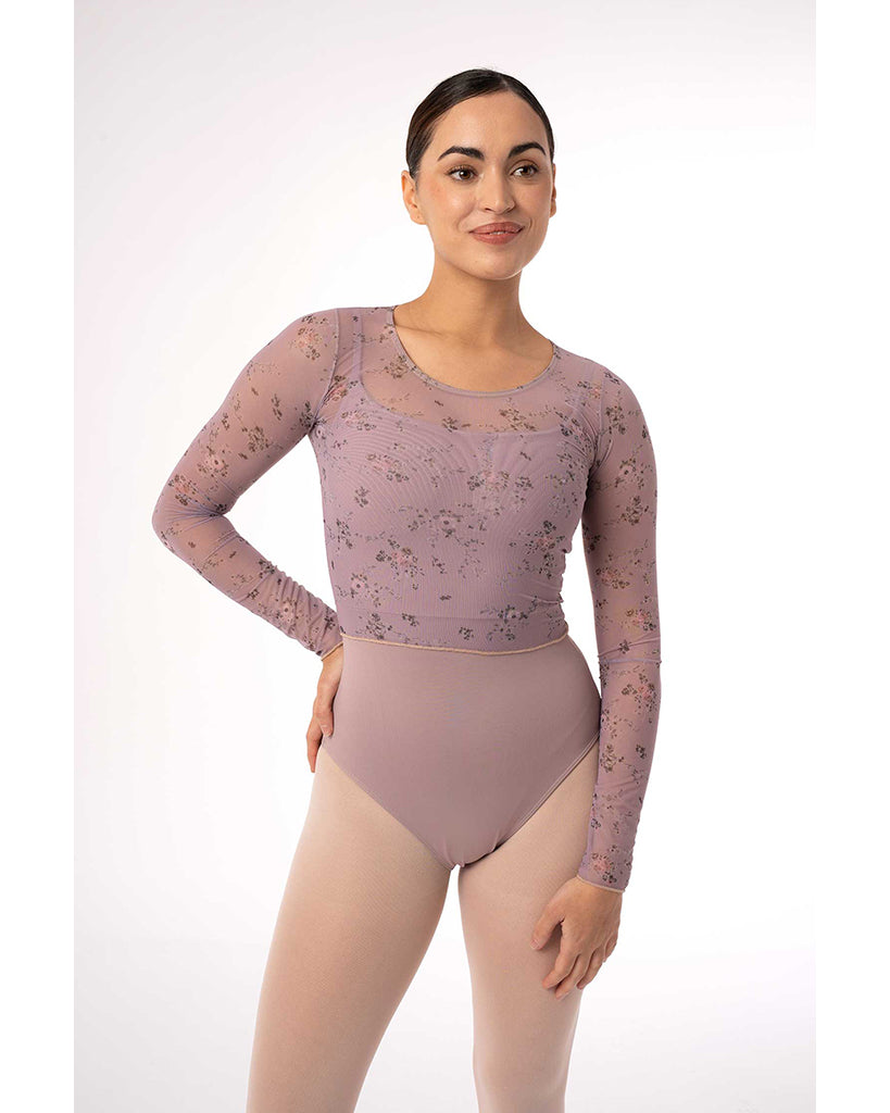 Intermezzo Fiore Petite Fleur Printed Floral Tulle Fitted Long Sleeve Shirt - 6645 Womens