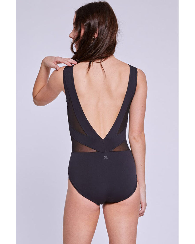 Jo+Jax Idol Mesh Panel Strapless Leotard - Womens - Black