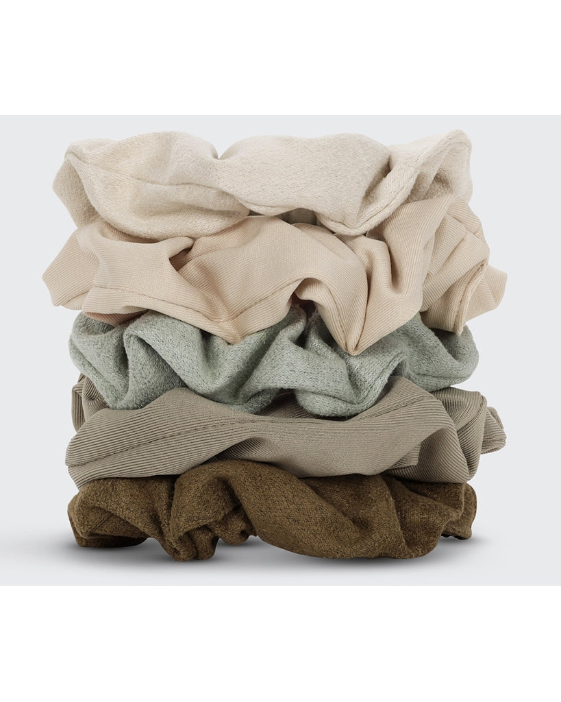 Kitsch Assorted Textured Scrunchies 5pc Set - Eucalyptus