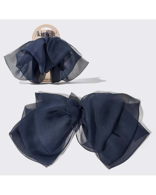 Kitsch Chiffon Bow Hair Clip - Blue Orchid