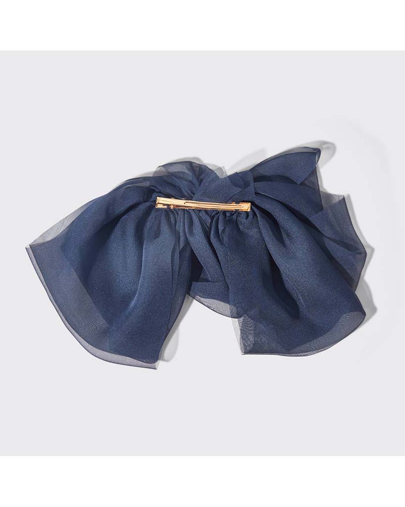 Kitsch Chiffon Bow Hair Clip - Blue Orchid
