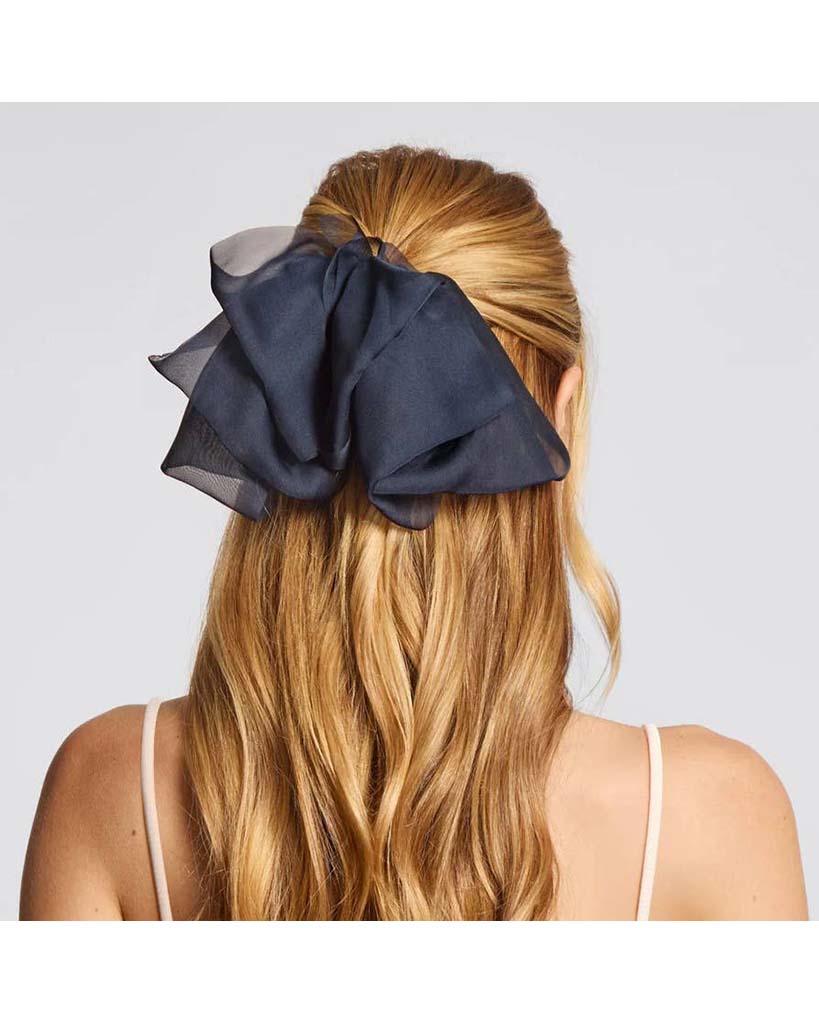 Kitsch Chiffon Bow Hair Clip - Blue Orchid