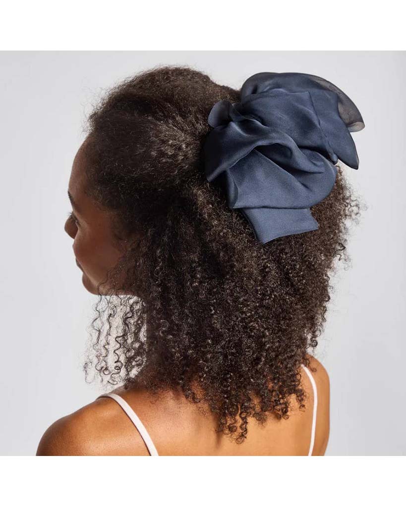 Kitsch Chiffon Bow Hair Clip - Blue Orchid