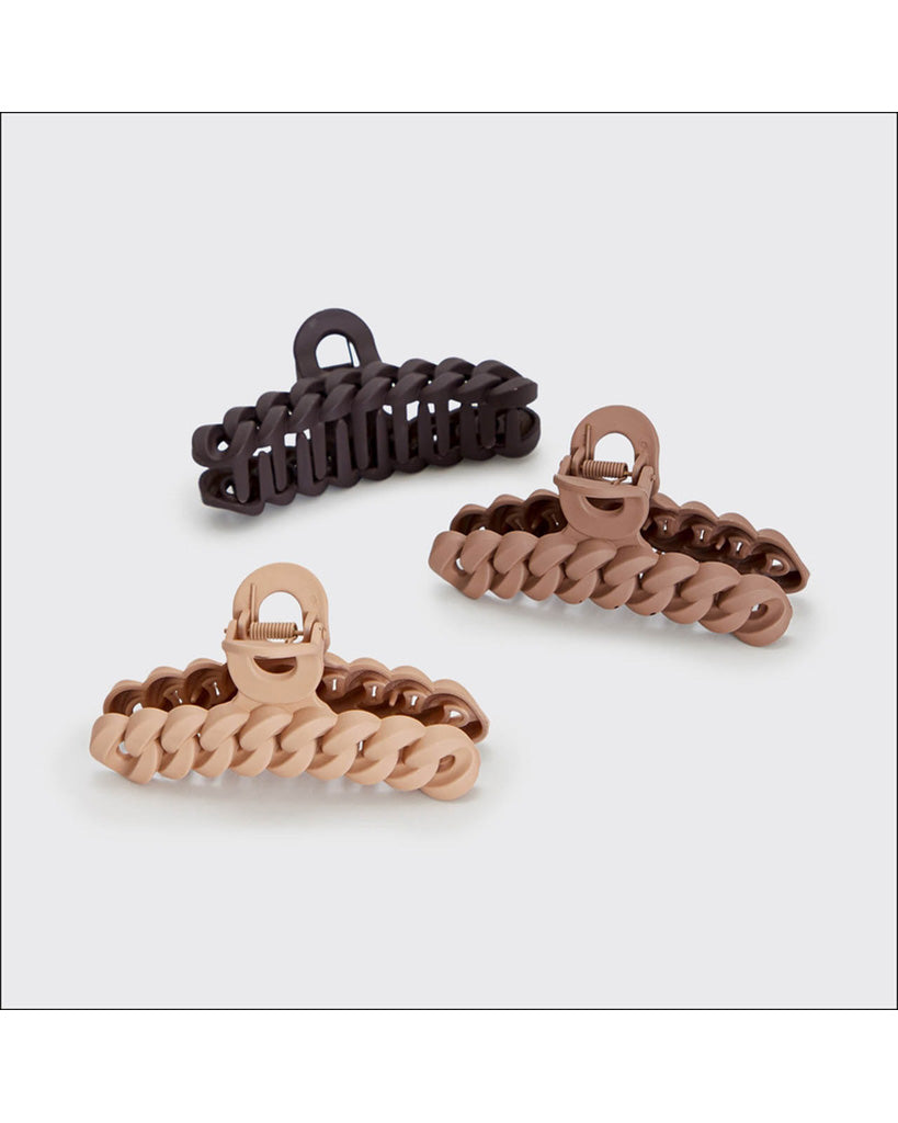 Kitsch Eco-Friendly Chain Claw Clip 3pc Set - Neutral