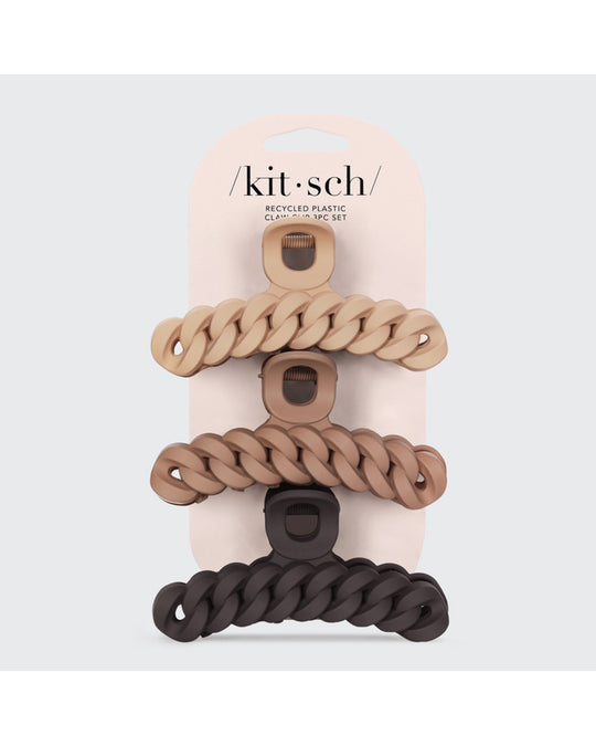 Kitsch Eco-Friendly Chain Claw Clip 3pc Set - Neutral