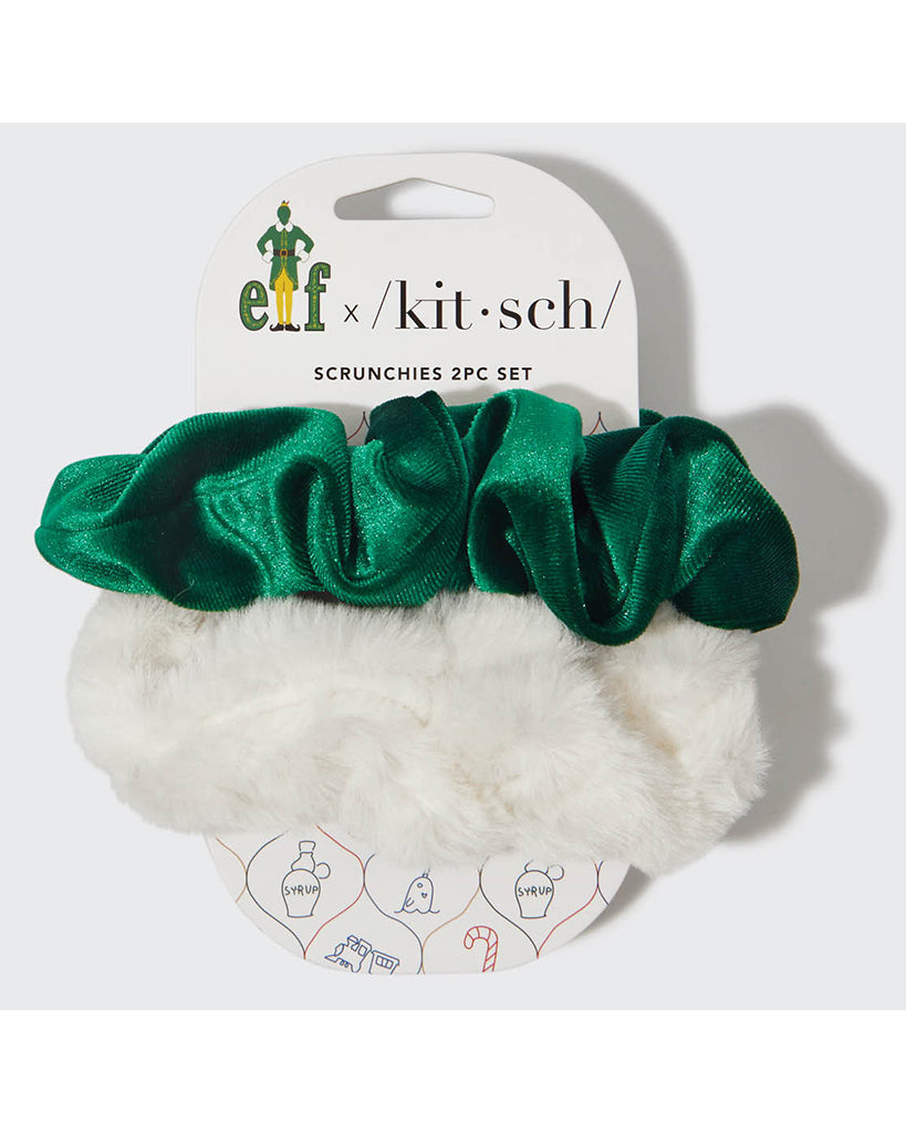 Kitsch Elf x Kitsch Scrunchies 2pc - White &amp; Green