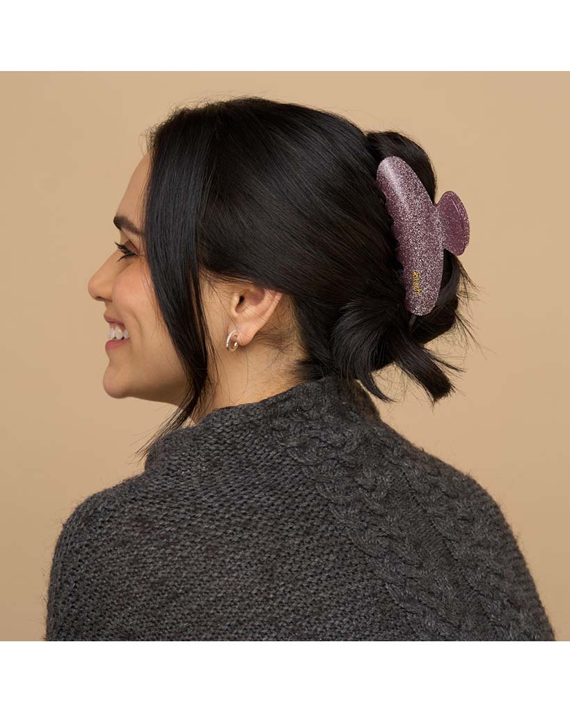 Kitsch Holiday Pink Glitter Claw Clip