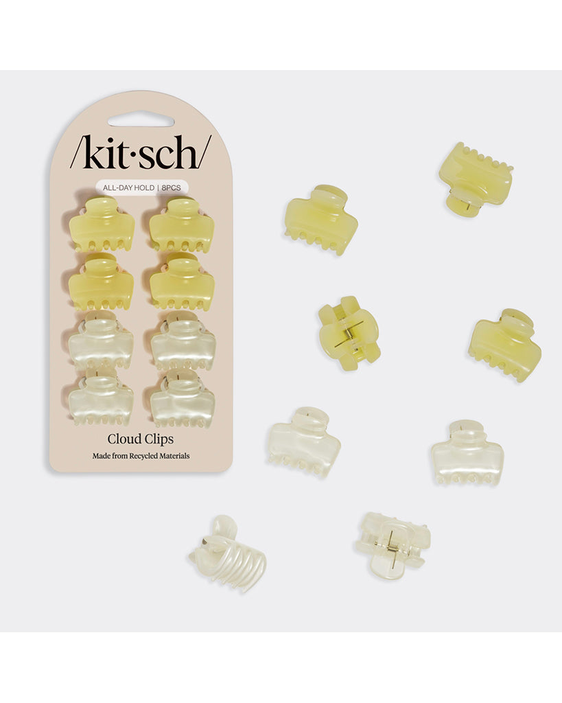 Kitsch Mini Jelly Cloud Clips 8pc Set - Pearlized Cream & Butter Yellow