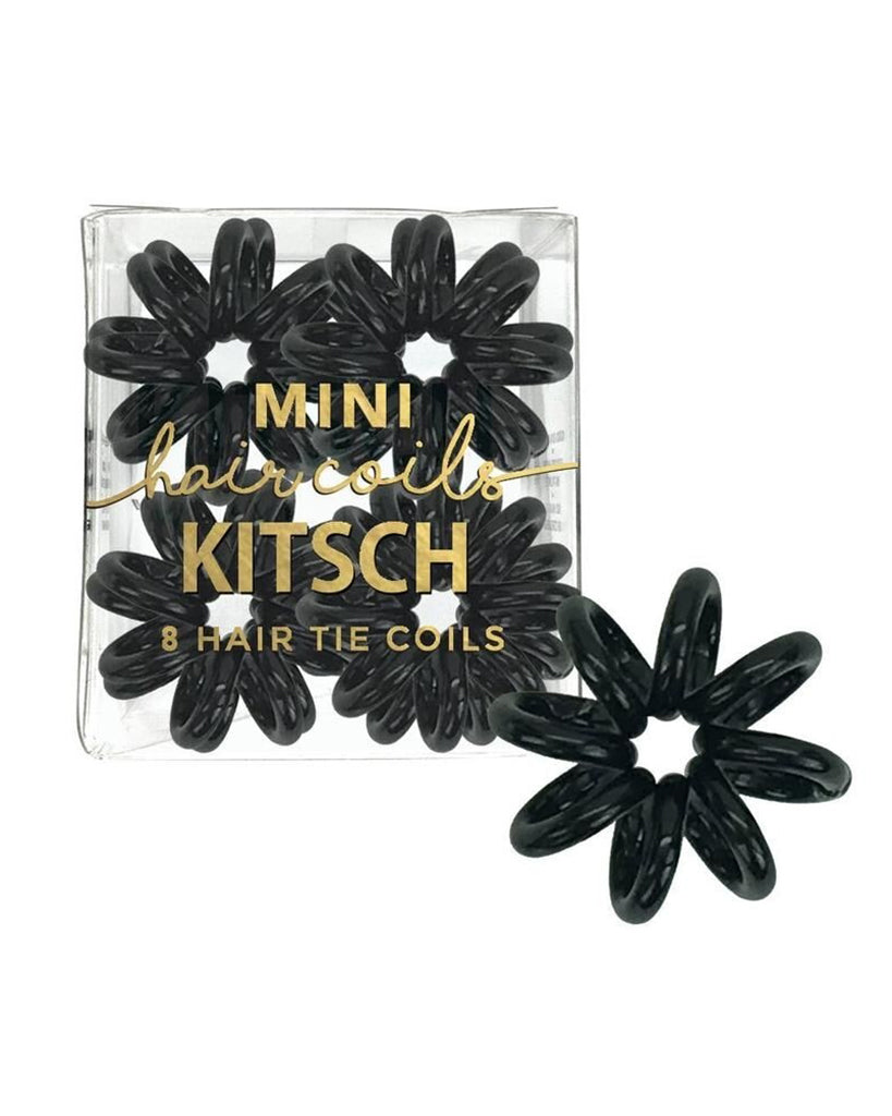 Kitsch Mini Spiral Hair Ties 8 Pack - Black