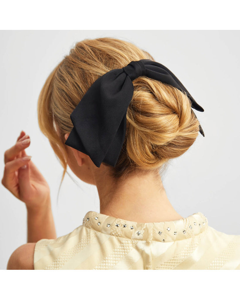 Kitsch Recycled Fabric Bow Hair Clip 1pc - Black