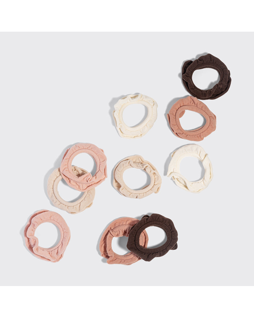 Kitsch Recycled Fabric Petal Hair Elastics 10pc Set - Blush