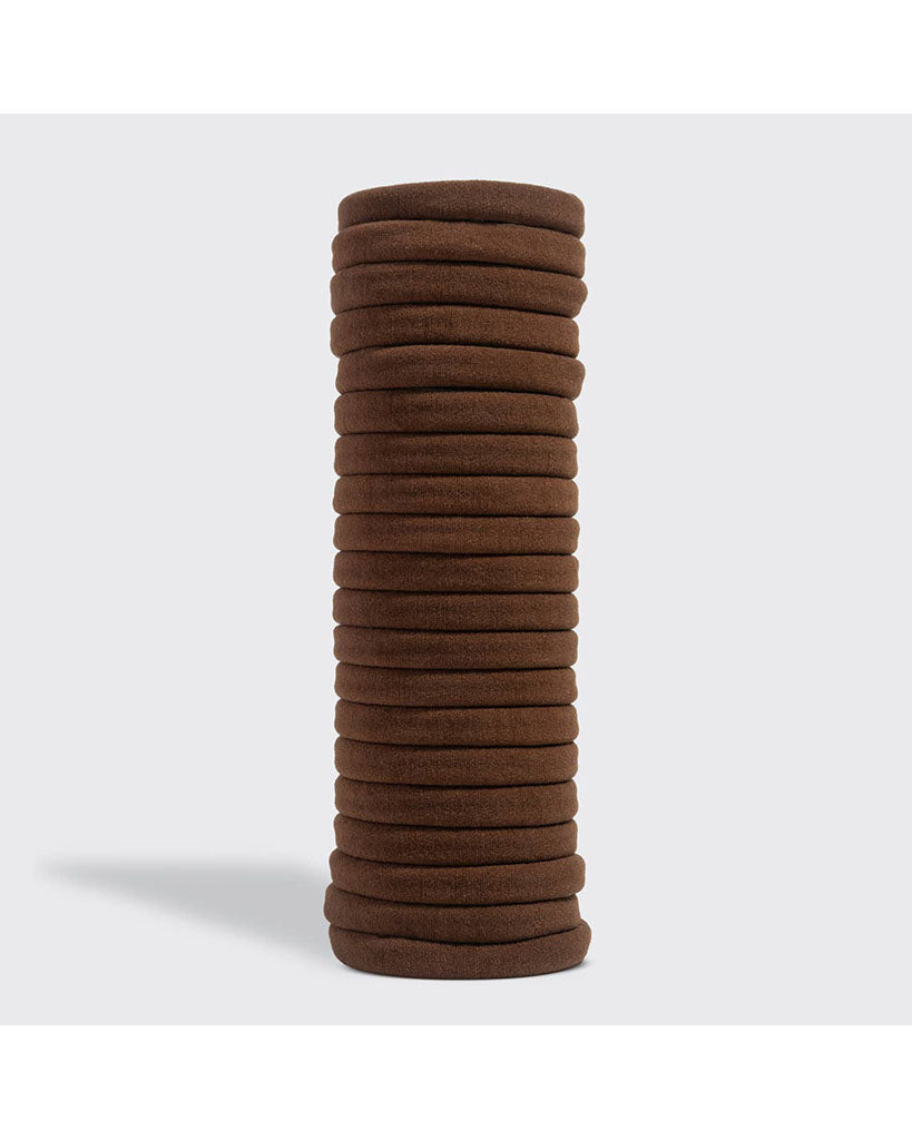 Kitsch Recycled Fabric Seamless Hair Elastics 20pc Set - Chocolate