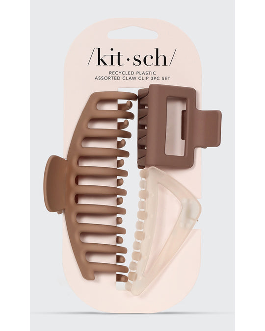 Kitsch Recycled Plastic Assorted Claw Clip 3pc Oversized