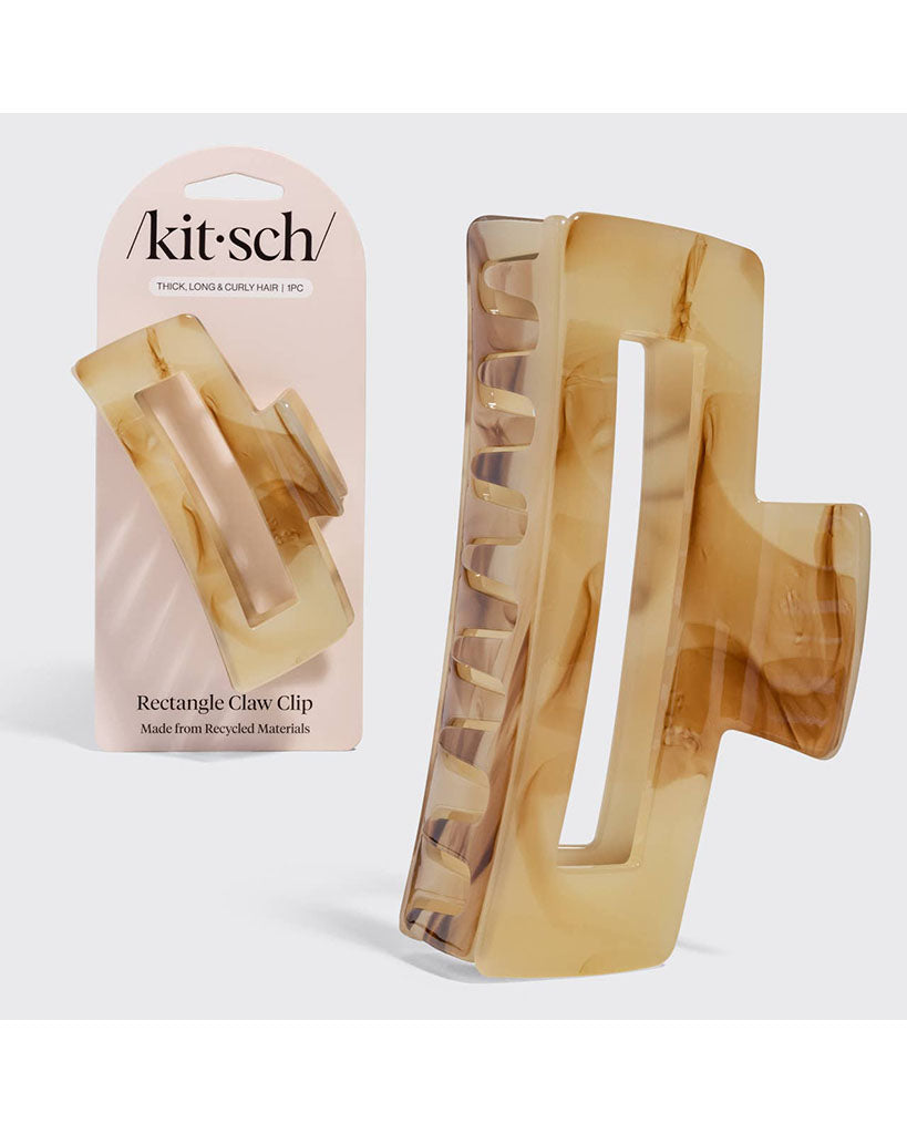 Kitsch Recycled Plastic Jumbo Open Shape Claw Clip - Chocolate Marble