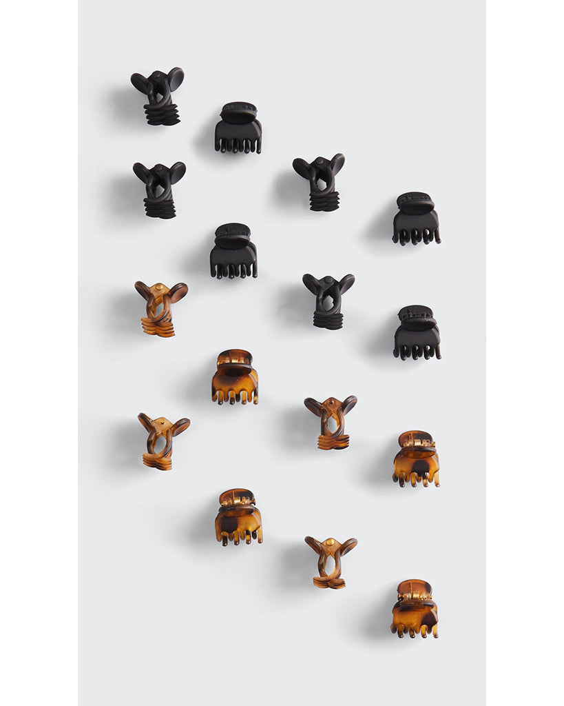 Kitsch Recycled Plastic Mini Classic Claw Clips 16pc - Black & Tort