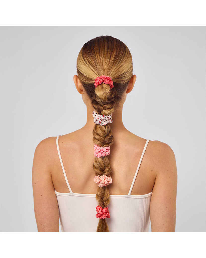 Kitsch Ruched Satin Scrunchies 5pc Set - Assorted Cherry