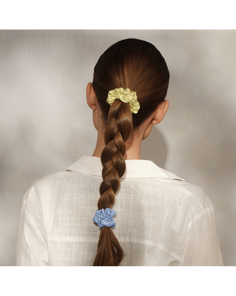 Kitsch Ruched Satin Scrunchies 5pc Set - Coastal Multi-Colour