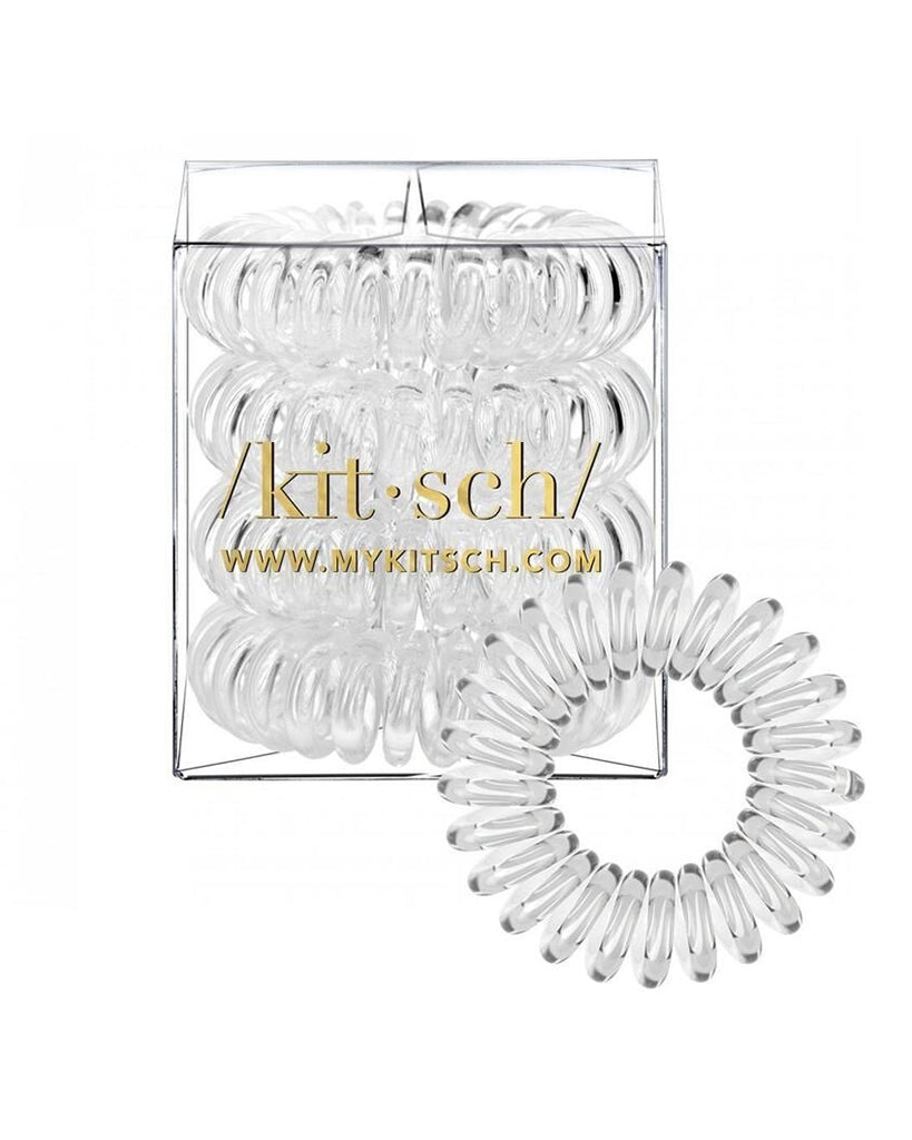 Kitsch Spiral Hair Ties 4 Pack - Clear